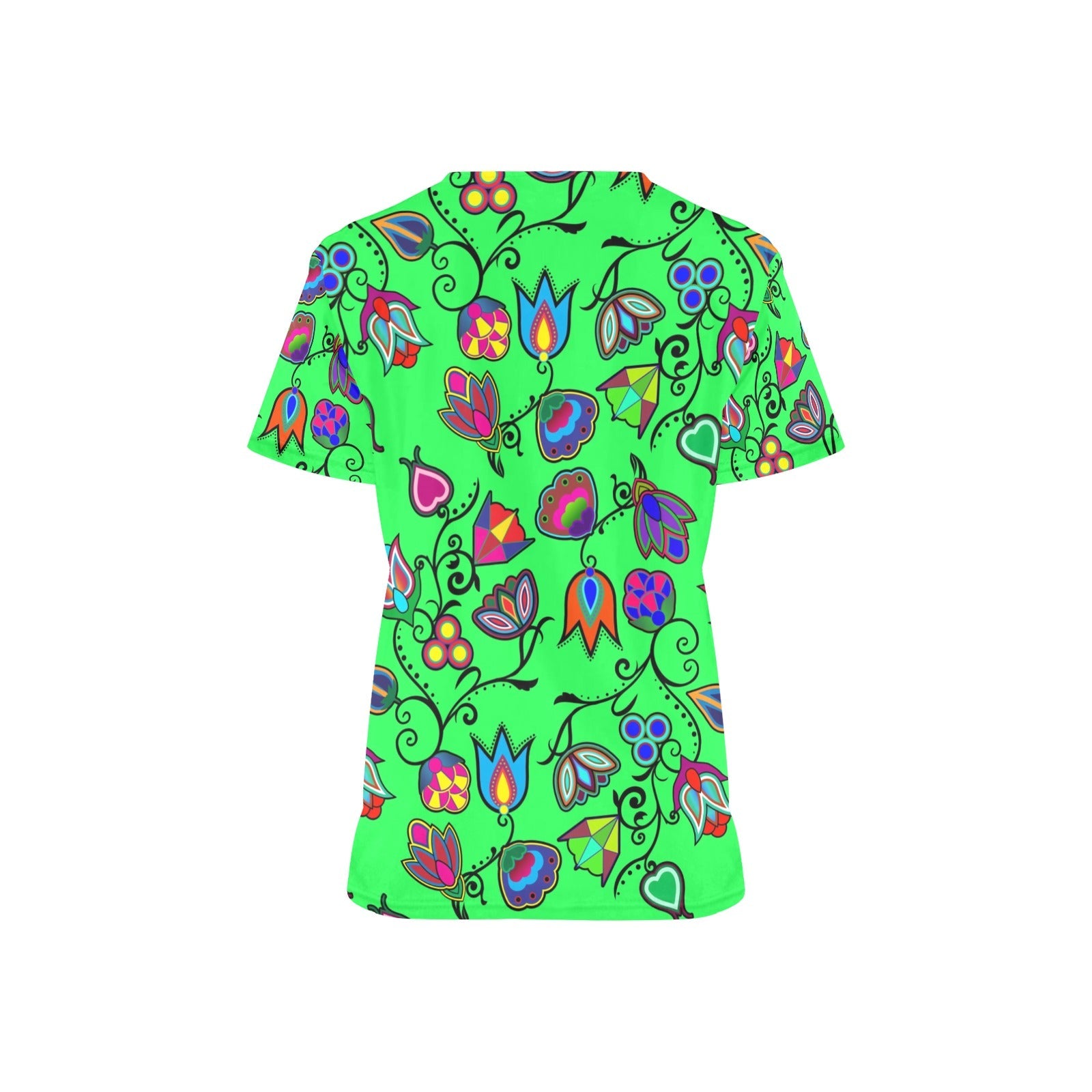 Indigenous Paisley Green All Over Print Scrub Top Scrub Top e-joyer