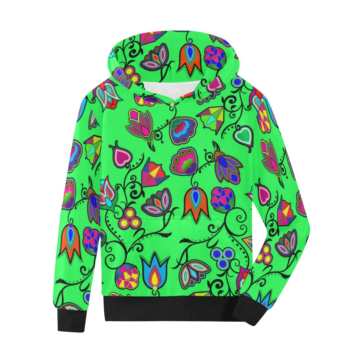 Indigenous Paisley Green Kids' All Over Print Hoodie (Model H38) Kids' AOP Hoodie (H38) e-joyer