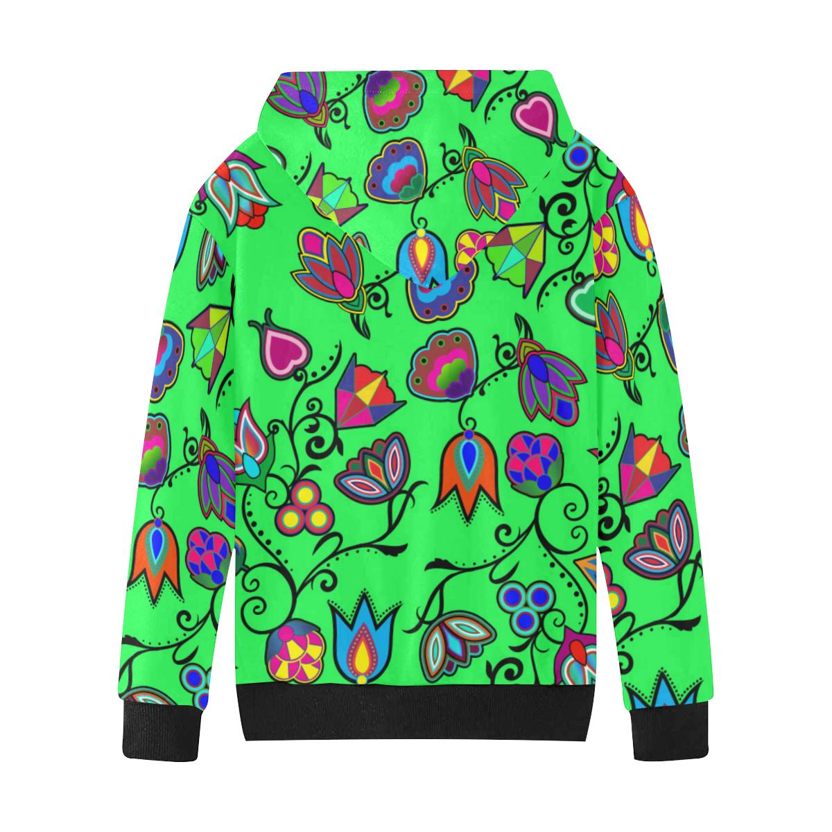 Indigenous Paisley Green Kids' All Over Print Hoodie (Model H38) Kids' AOP Hoodie (H38) e-joyer
