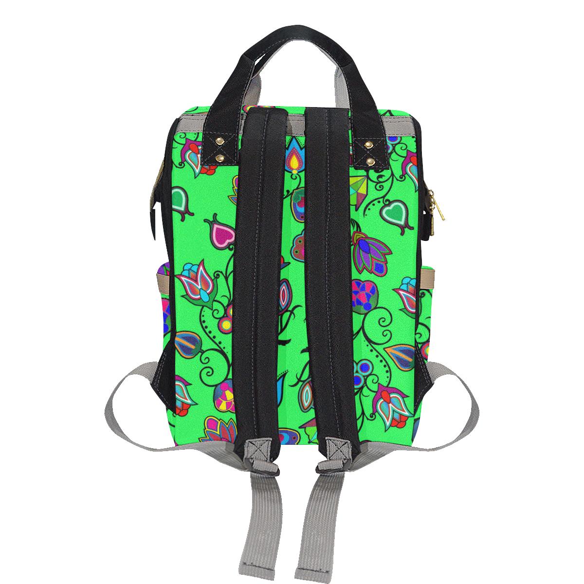 Indigenous Paisley - Green Multi-Function Diaper Backpack (Model 1688) Diaper Backpack (1688) e-joyer