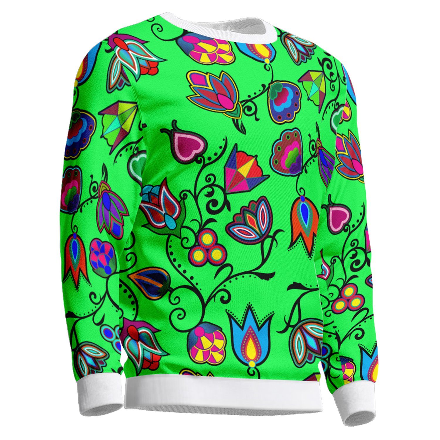 Indigenous Paisley Green Unisex Crewneck Long Sleeve Top 49 Dzine
