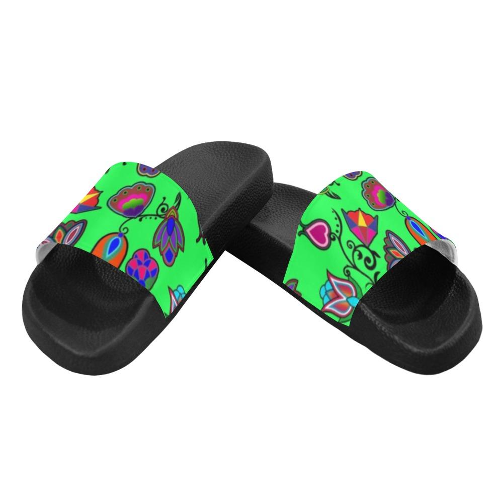 Indigenous Paisley Green Women's Slide Sandals (Model 057) Women's Slide Sandals (057) e-joyer
