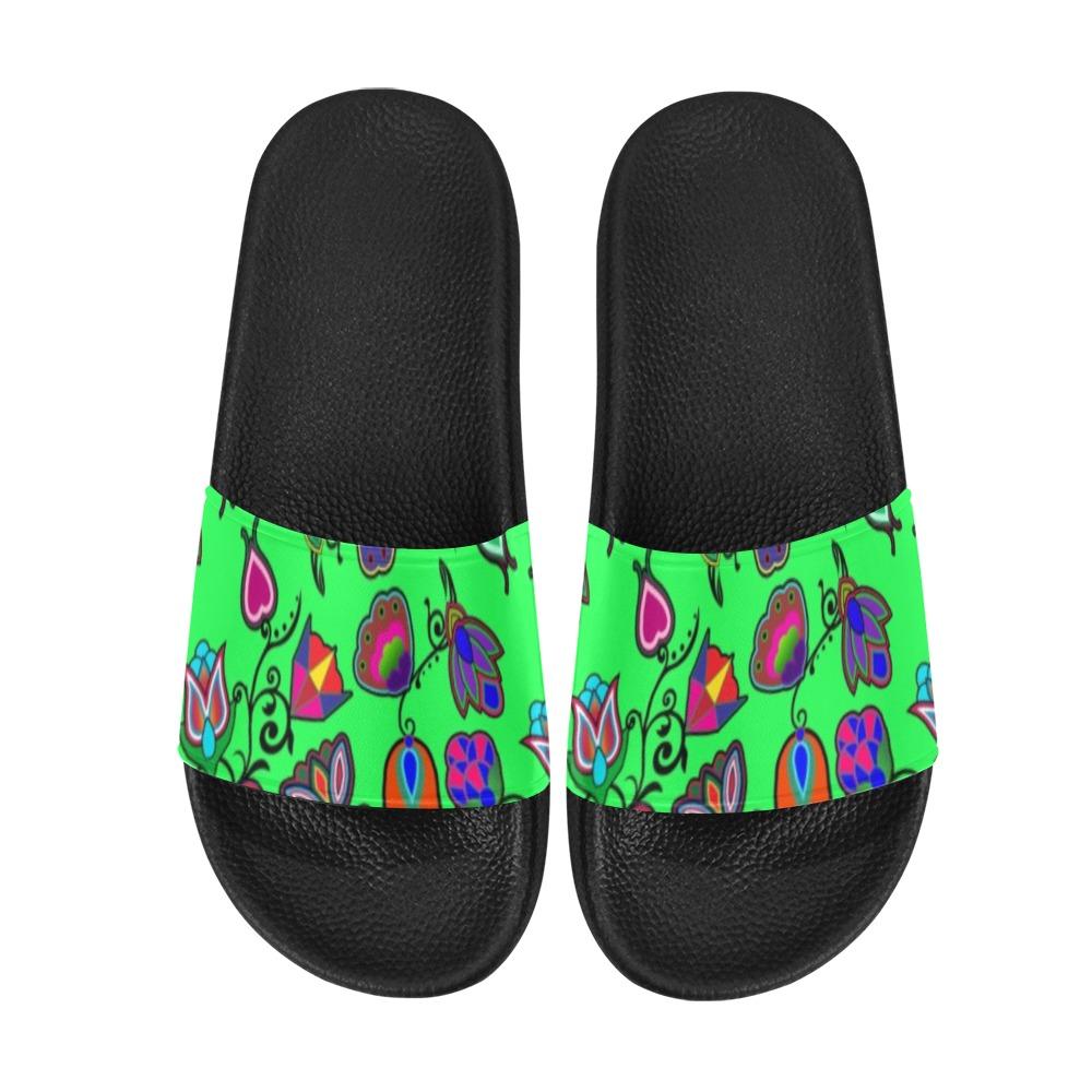 Indigenous Paisley Green Women's Slide Sandals (Model 057) Women's Slide Sandals (057) e-joyer