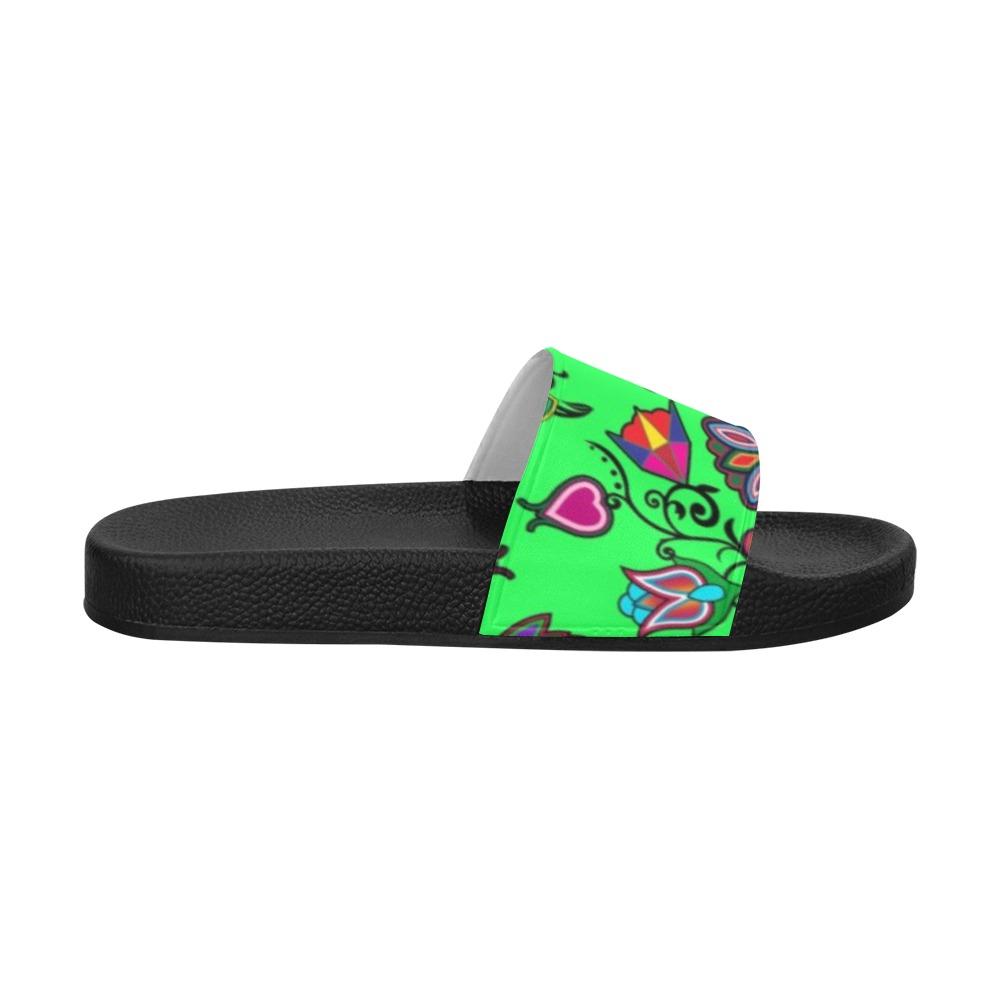 Indigenous Paisley Green Women's Slide Sandals (Model 057) Women's Slide Sandals (057) e-joyer