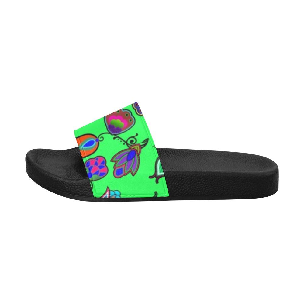Indigenous Paisley Green Women's Slide Sandals (Model 057) Women's Slide Sandals (057) e-joyer