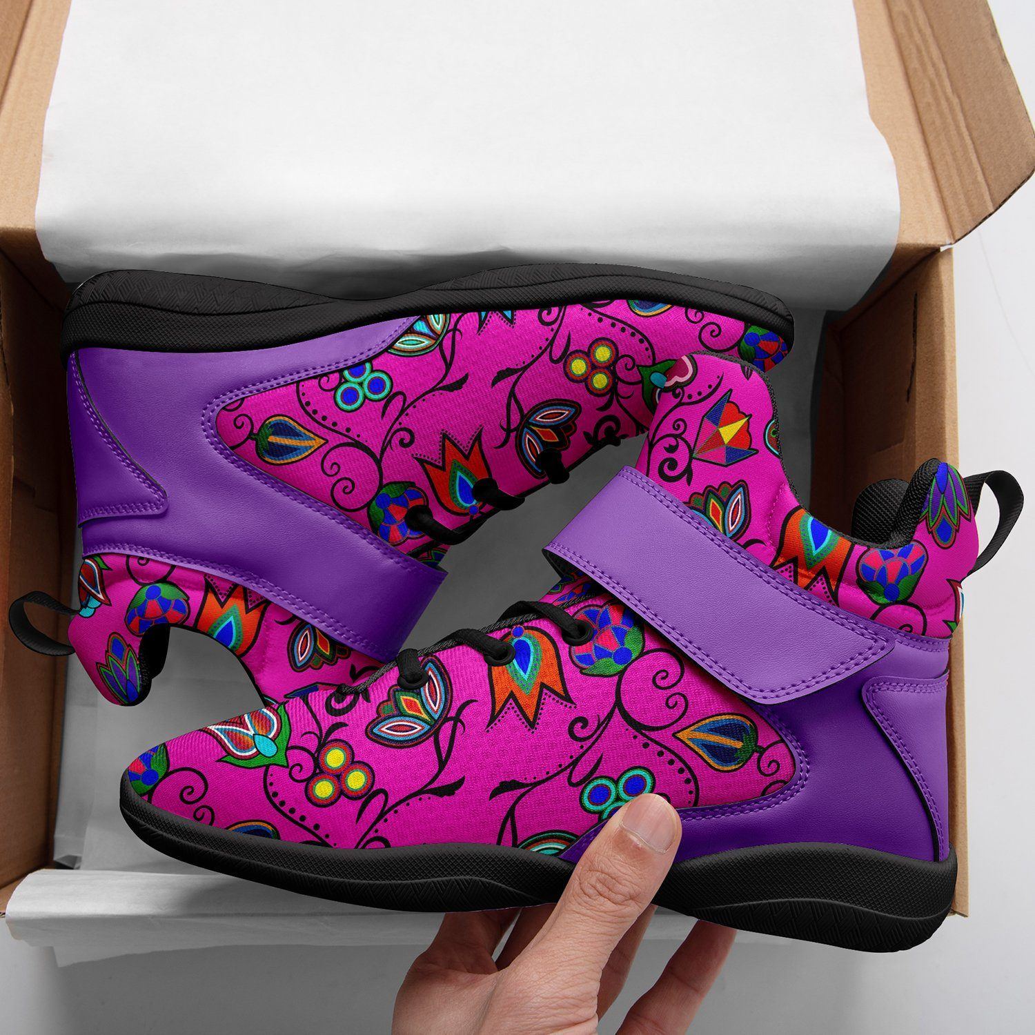 Indigenous Paisley Ipottaa Basketball / Sport High Top Shoes - Black Sole 49 Dzine