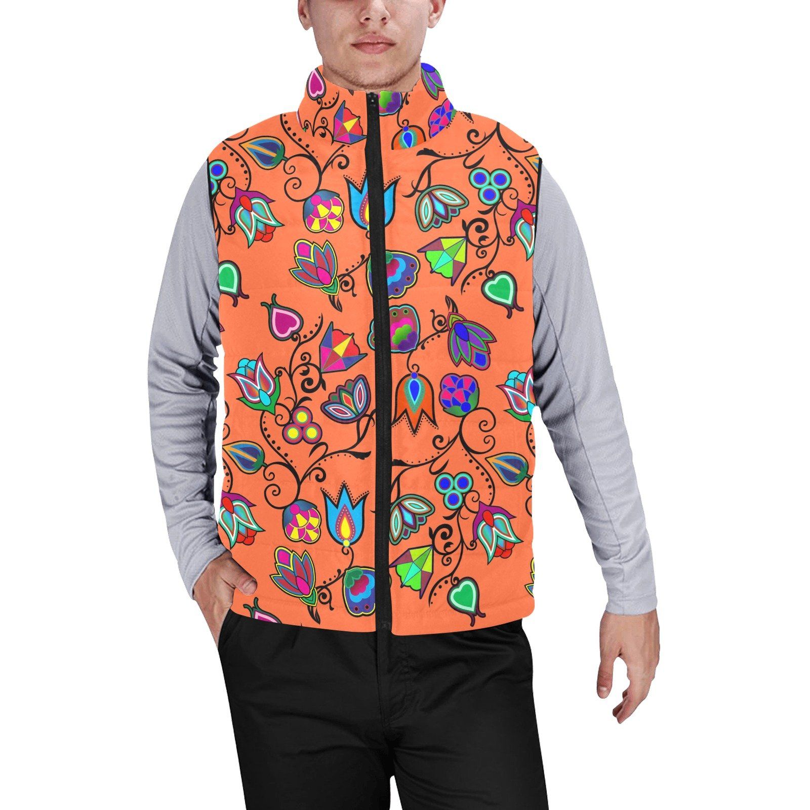 Indigenous Paisley Sierra Men's Padded Vest Jacket (Model H44) Men's Padded Vest Jacket (H44) e-joyer
