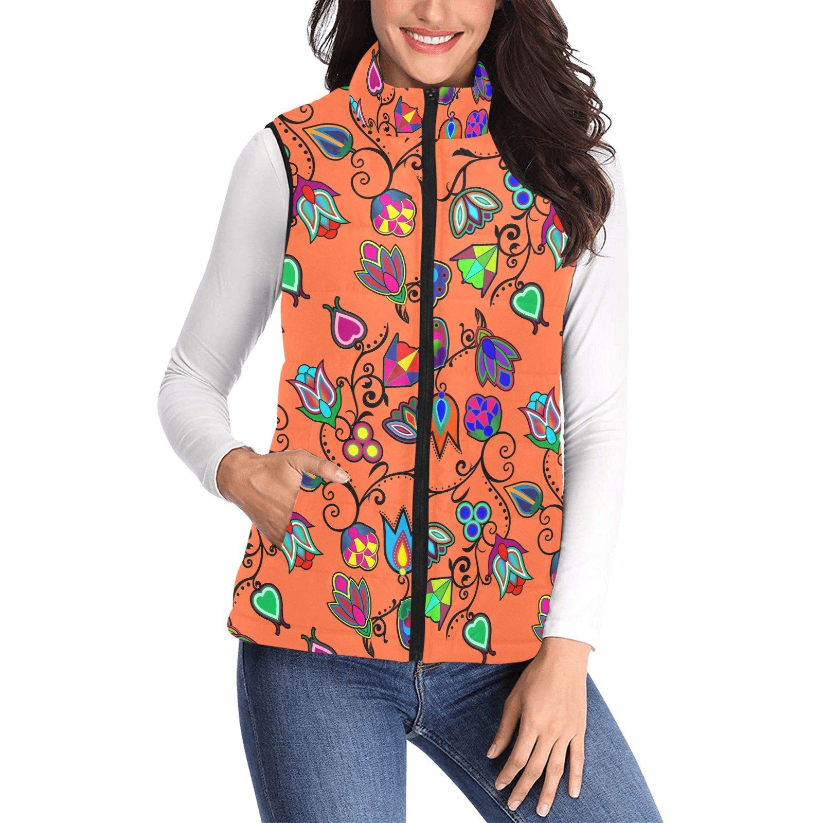 Indigenous Paisley Sierra Women's Padded Vest Jacket (Model H44) Women's Padded Vest Jacket (H44) e-joyer