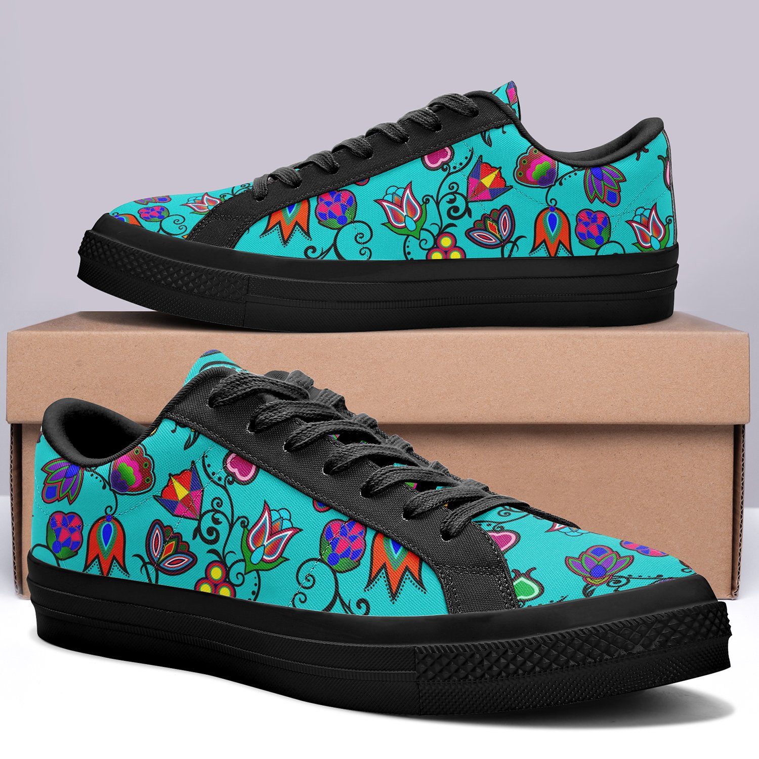 Indigenous Paisley Sky Aapisi Low Top Canvas Shoes Black Sole 49 Dzine