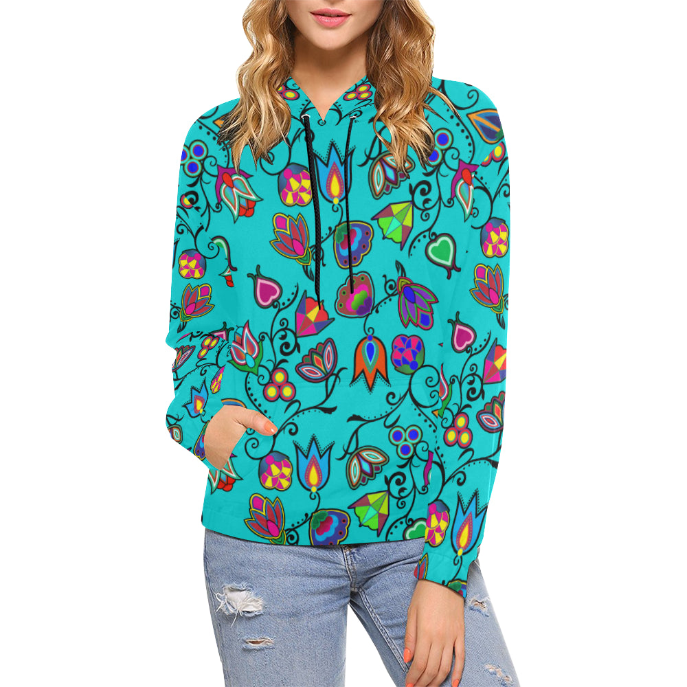 Indigenous Paisley - Sky All Over Print Hoodie for Women (USA Size) (Model H13) Hoodie e-joyer