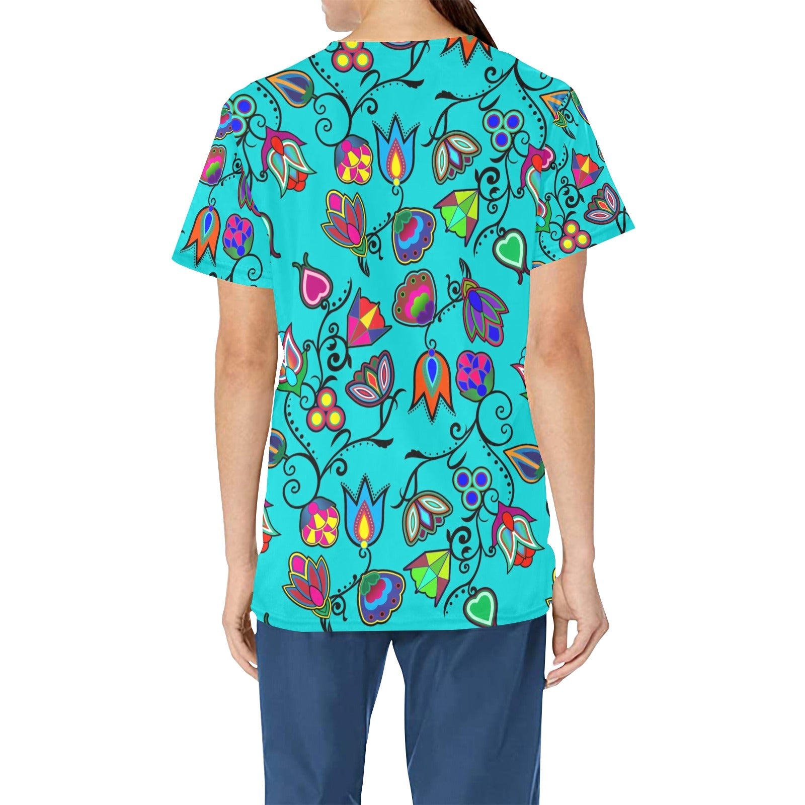 Indigenous Paisley Sky All Over Print Scrub Top Scrub Top e-joyer