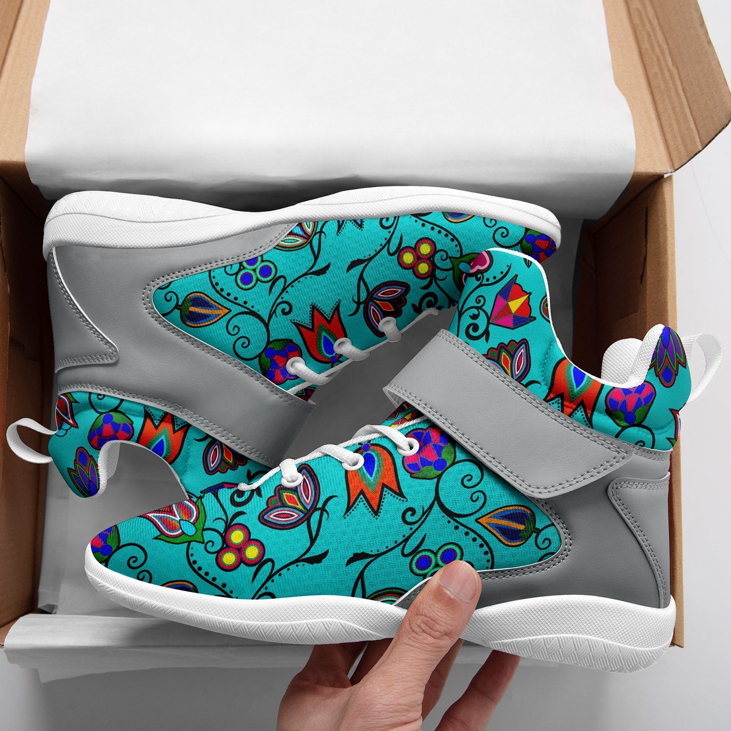 Indigenous Paisley Sky Kid's Ipottaa Basketball / Sport High Top Shoes 49 Dzine