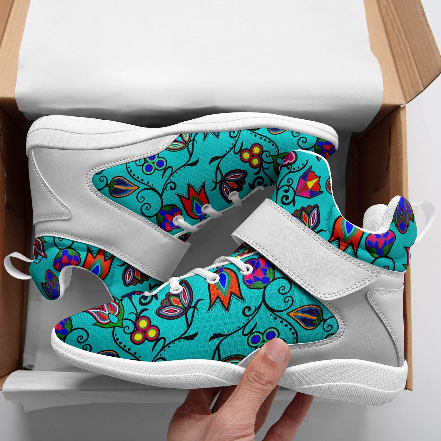 Indigenous Paisley Sky Kid's Ipottaa Basketball / Sport High Top Shoes 49 Dzine