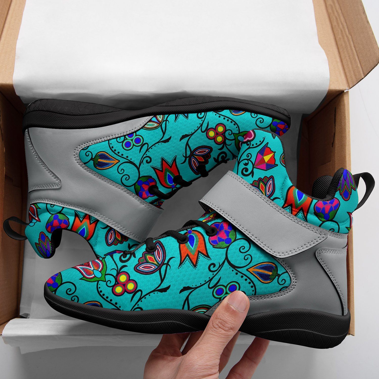 Indigenous Paisley Sky Kid's Ipottaa Basketball / Sport High Top Shoes 49 Dzine