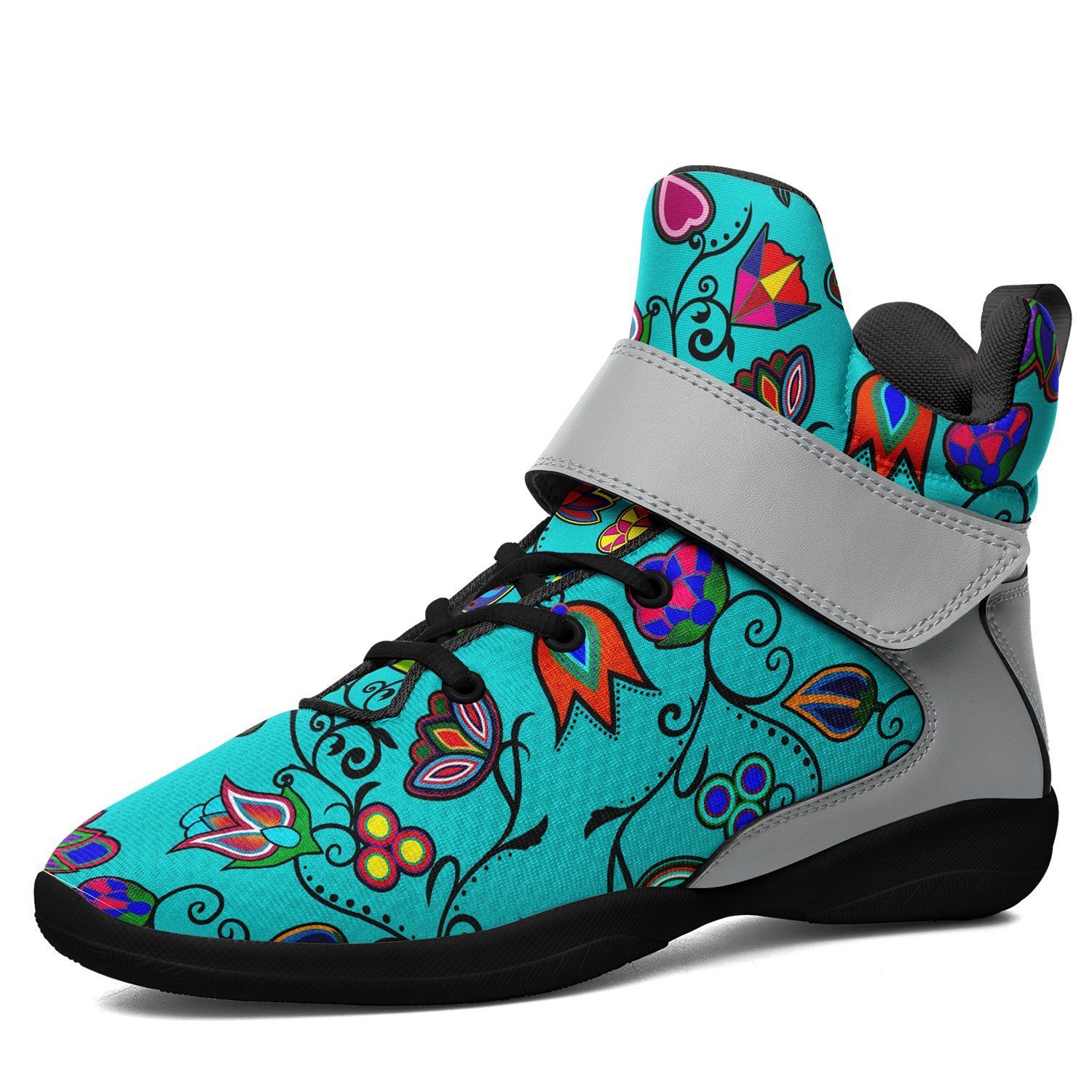 Indigenous Paisley Sky Kid's Ipottaa Basketball / Sport High Top Shoes 49 Dzine US Child 12.5 / EUR 30 Black Sole with Gray Strap