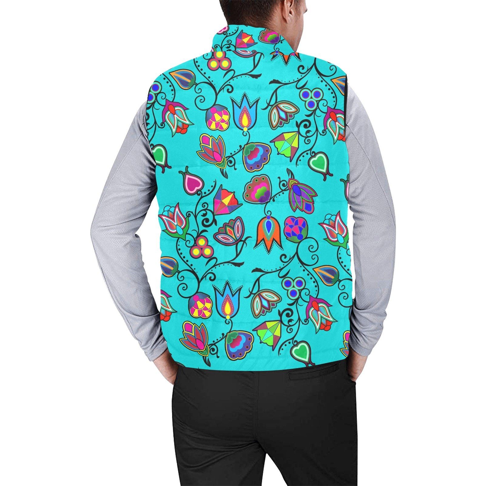 Indigenous Paisley Sky Men's Padded Vest Jacket (Model H44) Men's Padded Vest Jacket (H44) e-joyer
