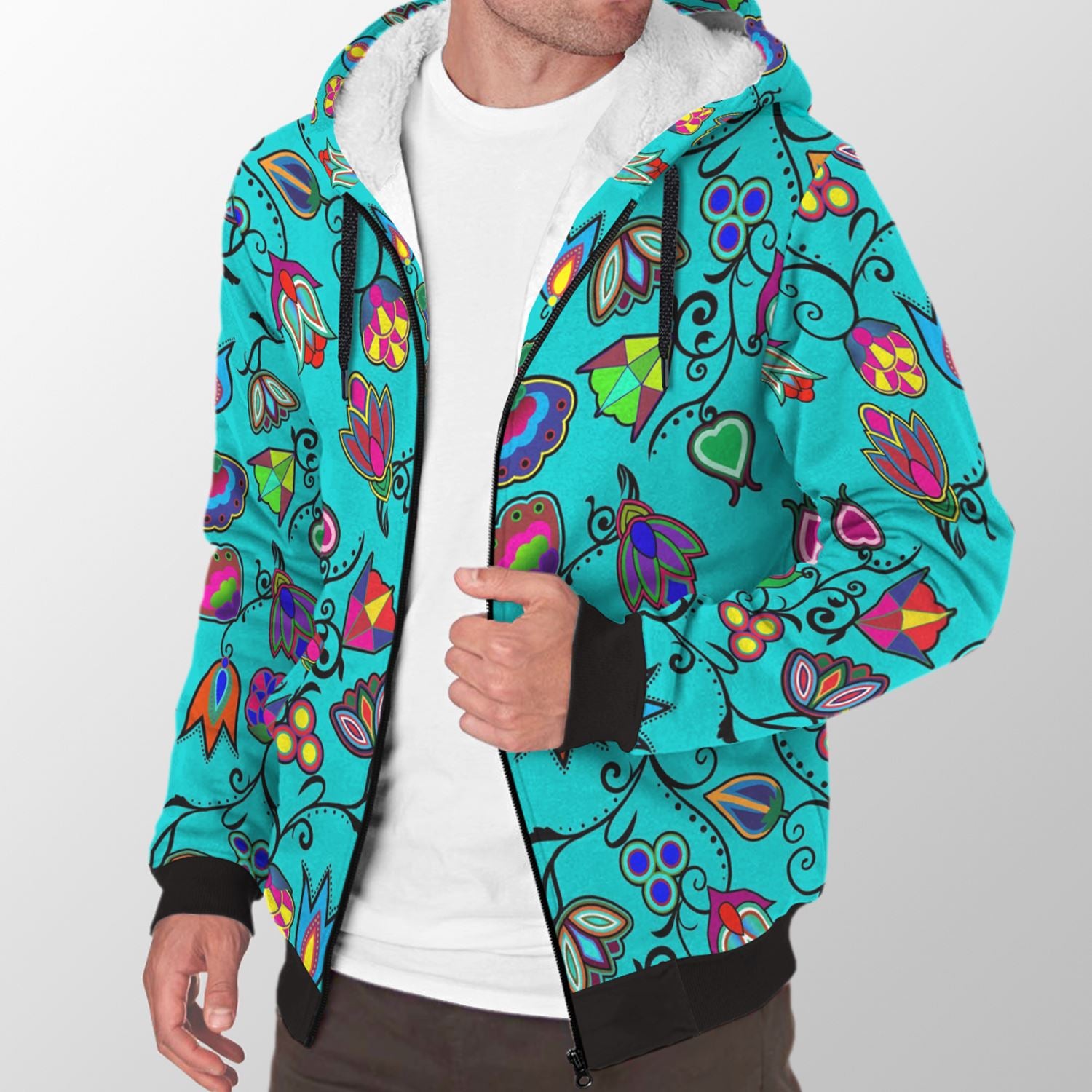 Indigenous Paisley Sky Sherpa Hoodie 49 Dzine