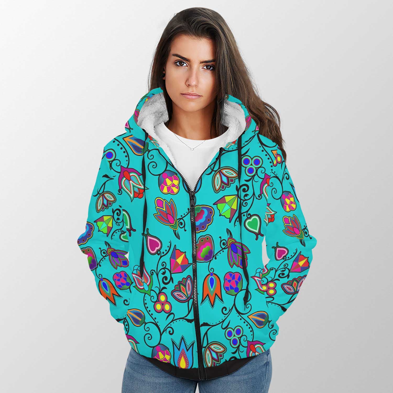 Indigenous Paisley Sky Sherpa Hoodie 49 Dzine