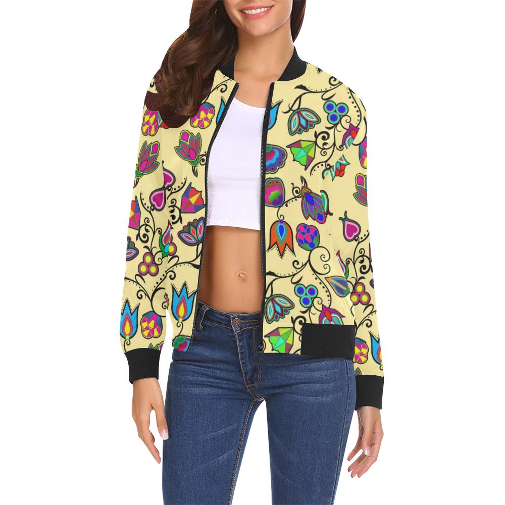 Indigenous Paisley - Vanilla All Over Print Bomber Jacket for Women (Model H19) All Over Print Bomber Jacket for Women (H19) e-joyer