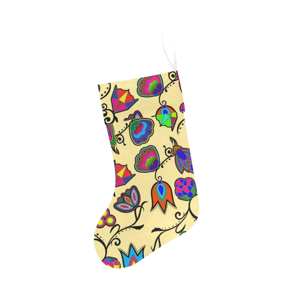 Indigenous Paisley Vanilla Christmas Stocking holiday stocking e-joyer