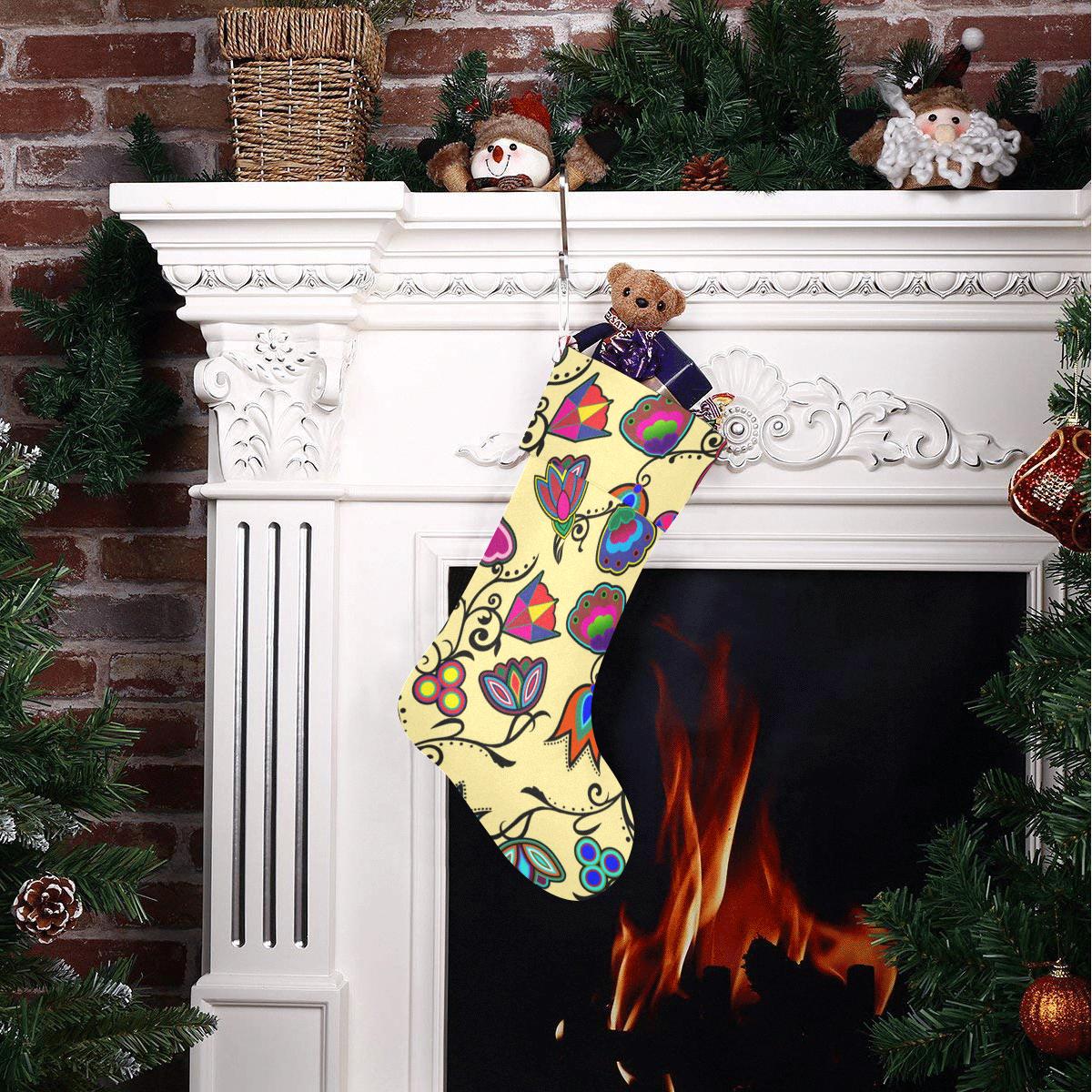 Indigenous Paisley Vanilla Christmas Stocking holiday stocking e-joyer