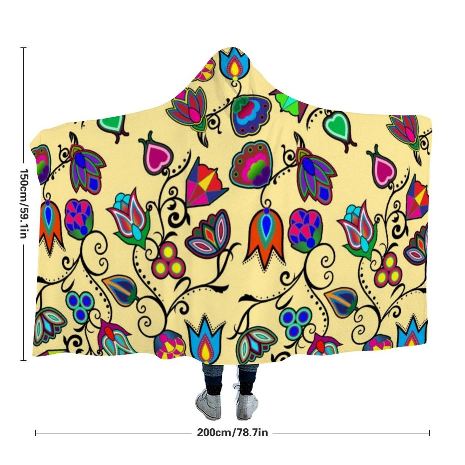 Indigenous Paisley Vanilla Hooded Blanket 49 Dzine