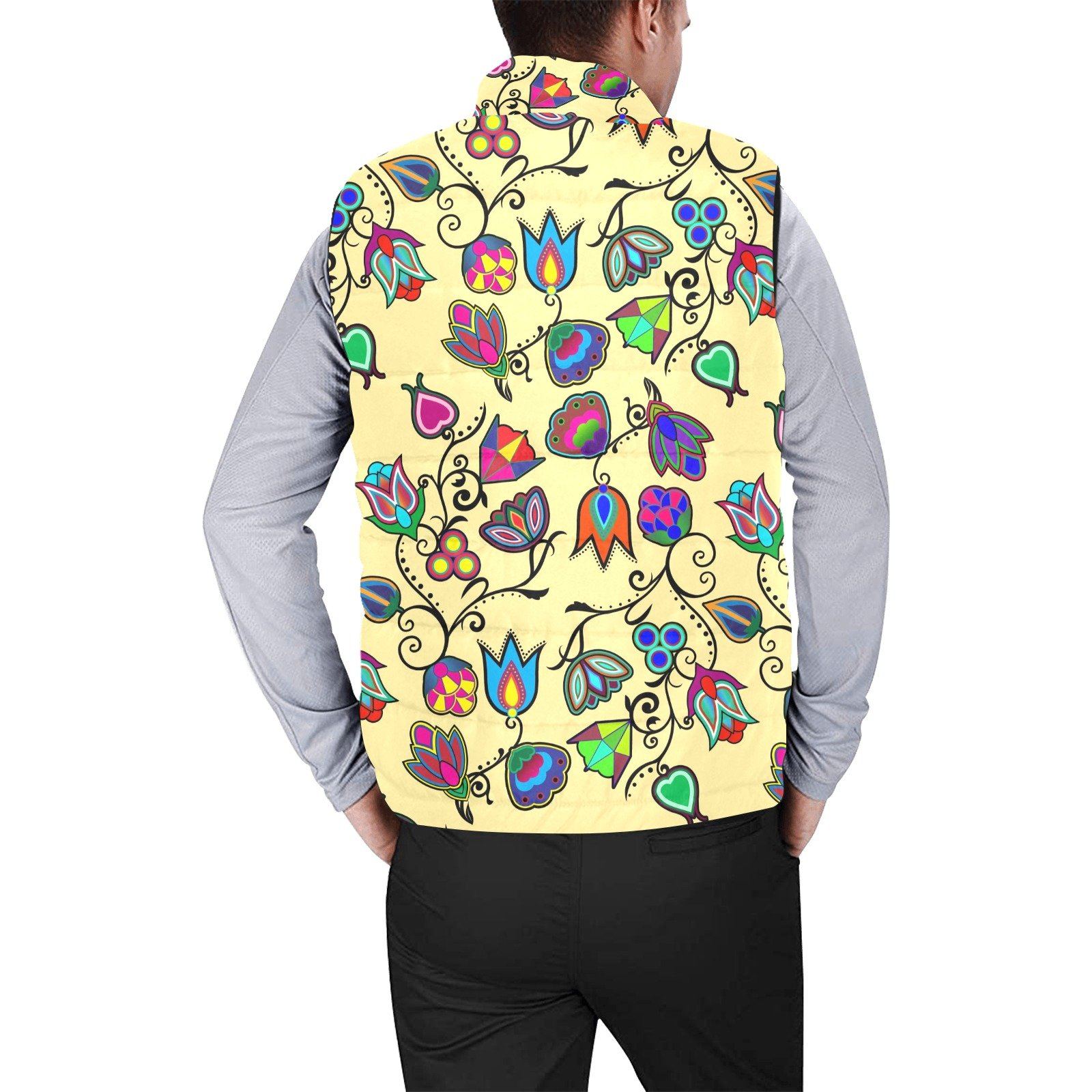 Indigenous Paisley Vanilla Men's Padded Vest Jacket (Model H44) Men's Padded Vest Jacket (H44) e-joyer