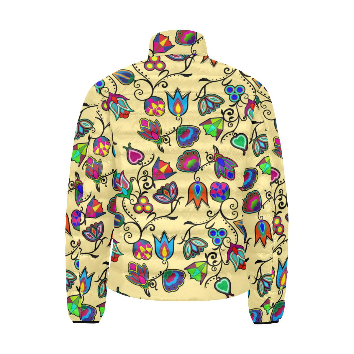 Indigenous Paisley - Vanilla Men's Stand Collar Padded Jacket (Model H41) Men's Stand Collar Padded Jacket (H41) e-joyer