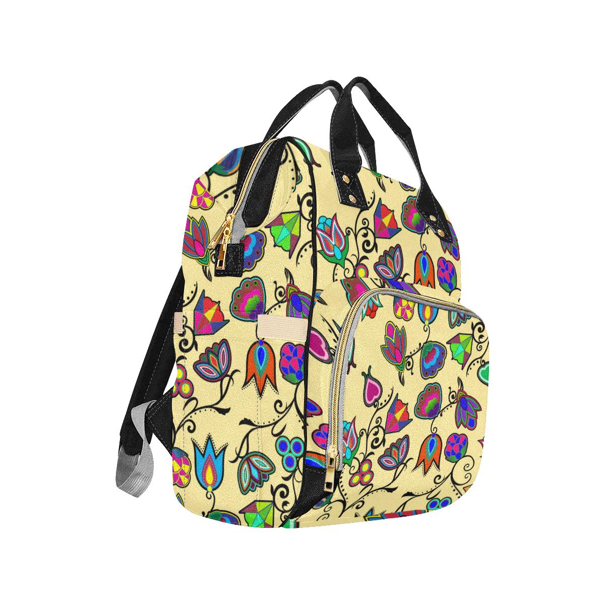 Indigenous Paisley - Vanilla Multi-Function Diaper Backpack (Model 1688) Diaper Backpack (1688) e-joyer