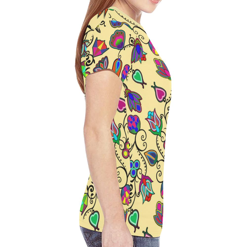 Indigenous Paisley - Vanilla New All Over Print T-shirt for Women (Model T45) New All Over Print T-shirt for Women (T45) e-joyer