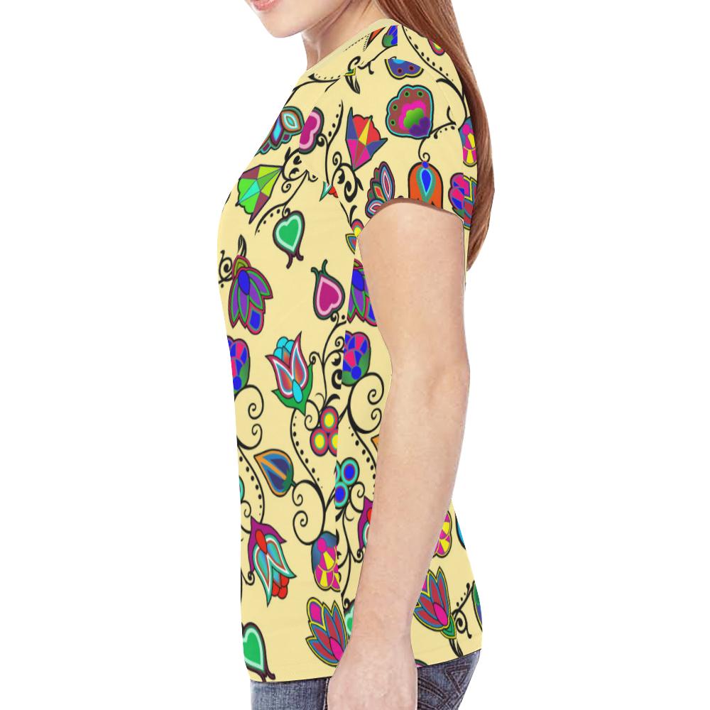 Indigenous Paisley - Vanilla New All Over Print T-shirt for Women (Model T45) New All Over Print T-shirt for Women (T45) e-joyer