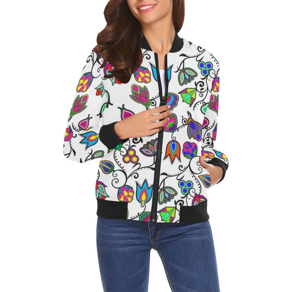 Indigenous Paisley - White All Over Print Bomber Jacket for Women (Model H19) All Over Print Bomber Jacket for Women (H19) e-joyer