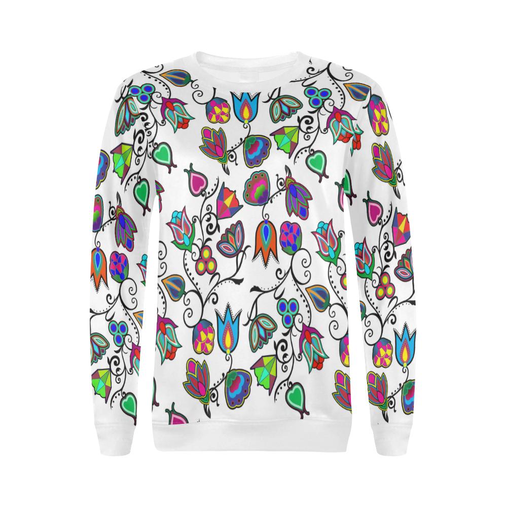 Indigenous Paisley White All Over Print Crewneck Sweatshirt for Women (Model H18) Crewneck Sweatshirt for Women (H18) e-joyer