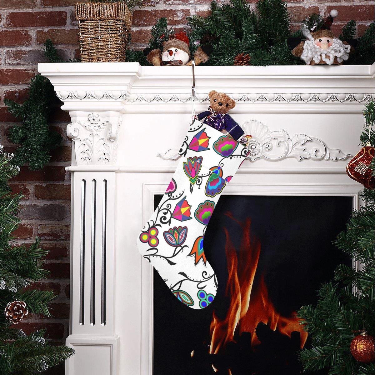 Indigenous Paisley White Christmas Stocking holiday stocking e-joyer