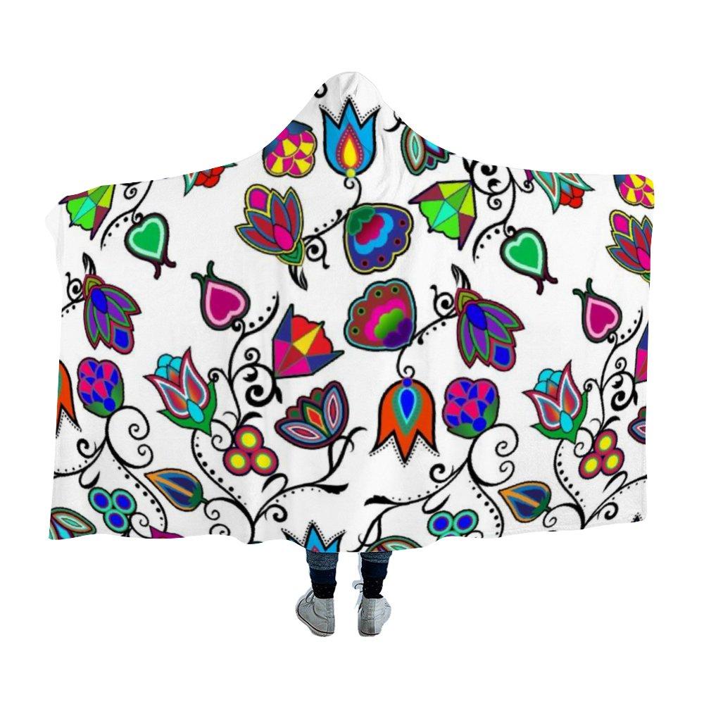 Indigenous Paisley White Hooded Blanket 49 Dzine