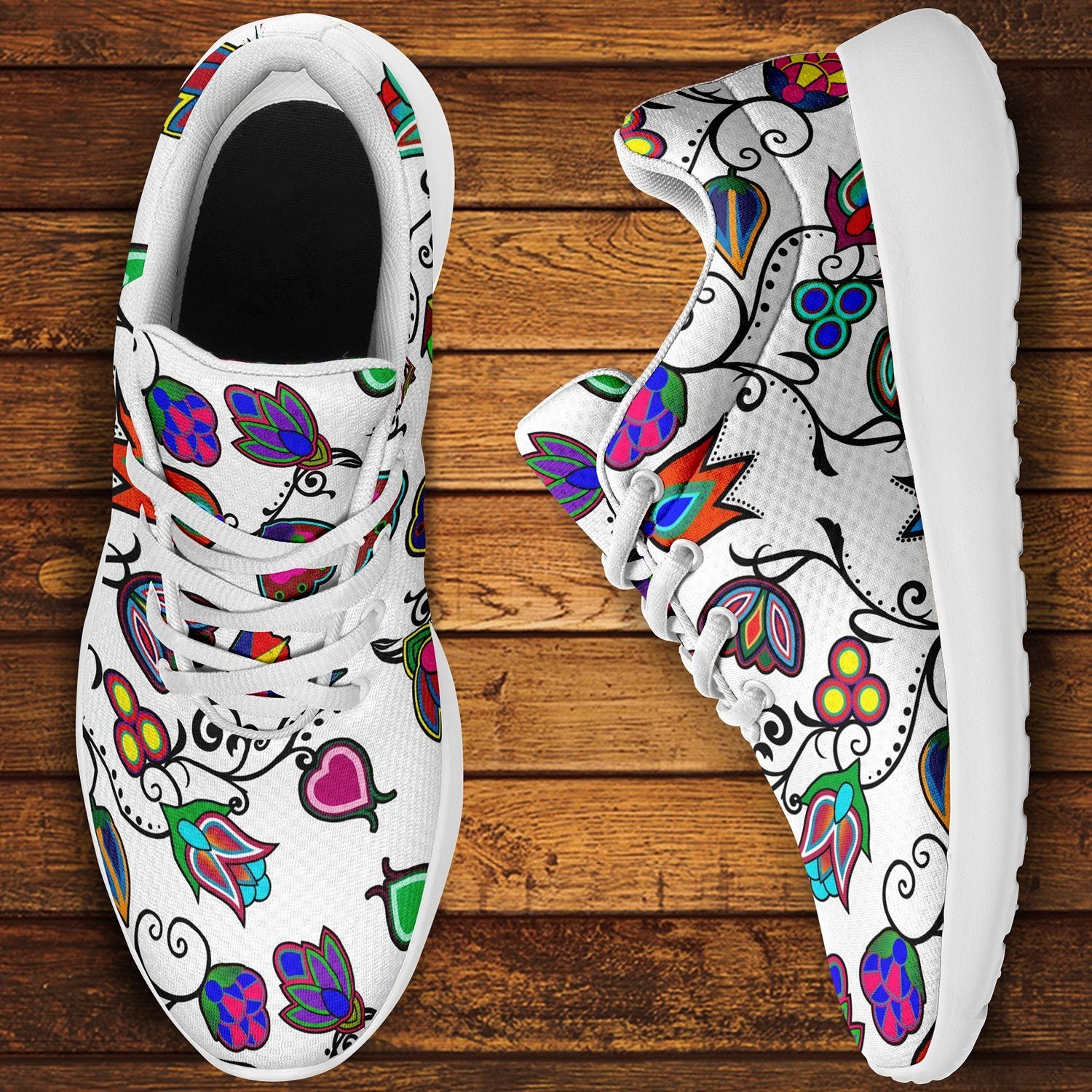 Indigenous Paisley White Ikkaayi Sport Sneakers 49 Dzine