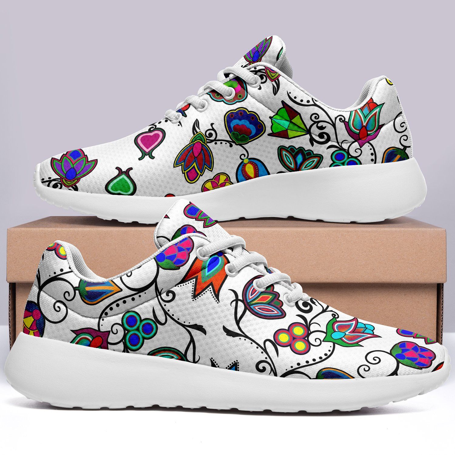 Indigenous Paisley White Ikkaayi Sport Sneakers 49 Dzine