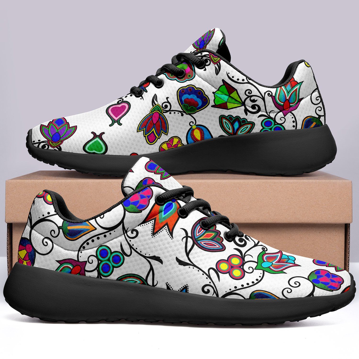 Indigenous Paisley White Ikkaayi Sport Sneakers 49 Dzine