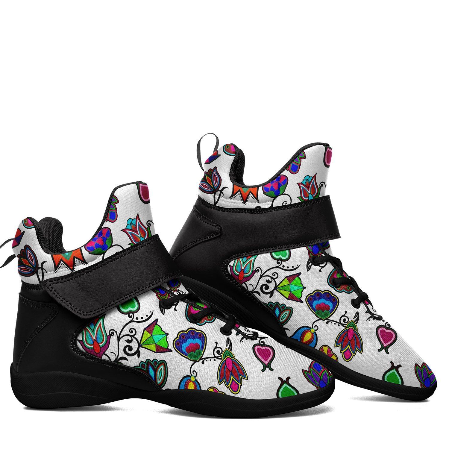 Indigenous Paisley White Ipottaa Basketball / Sport High Top Shoes - Black Sole 49 Dzine