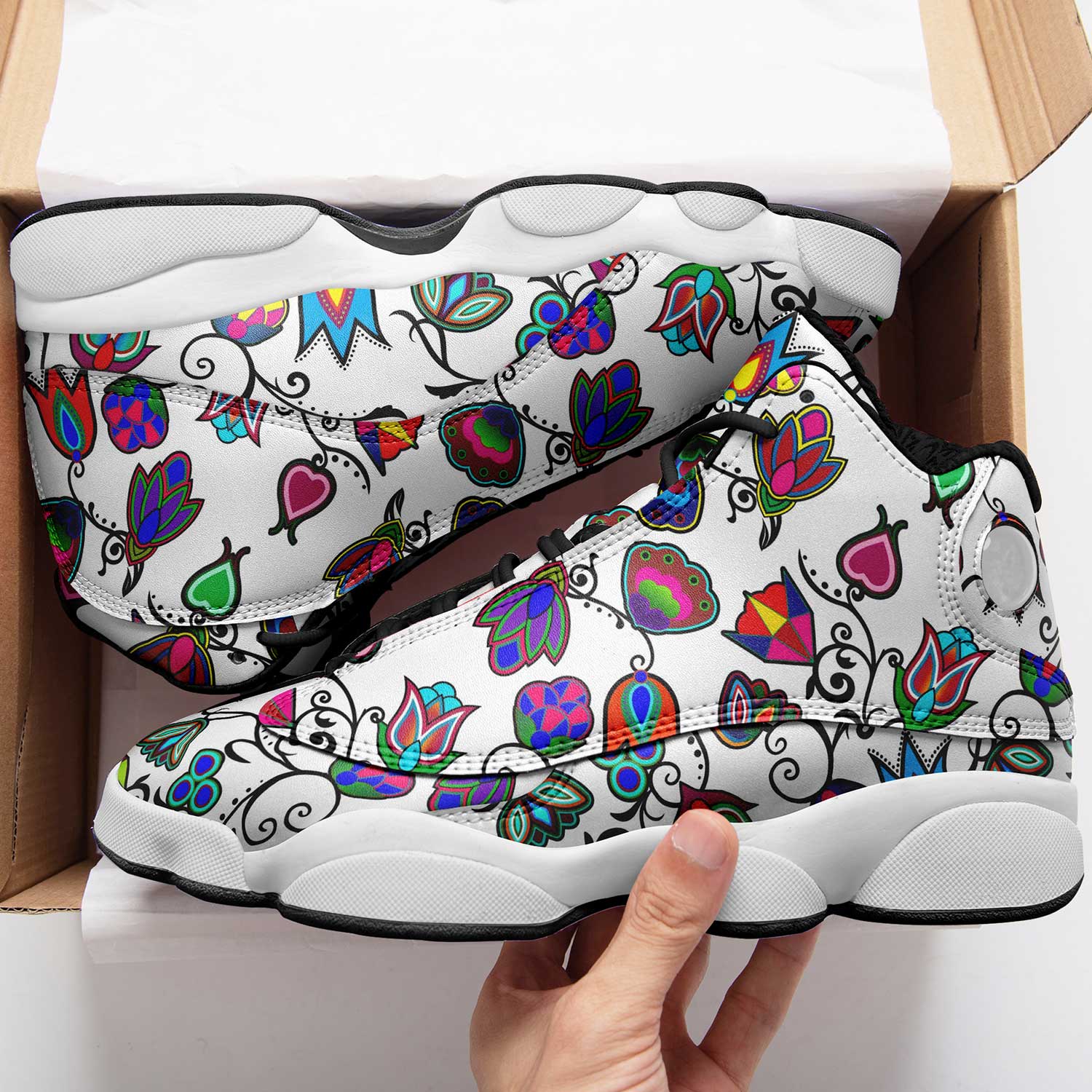 Indigenous Paisley - White Isstsokini Athletic Shoes Herman