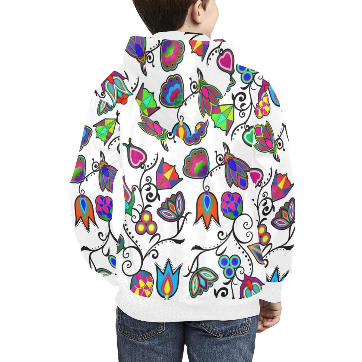 Indigenous Paisley White Kids' All Over Print Hoodie (Model H38) Kids' AOP Hoodie (H38) e-joyer
