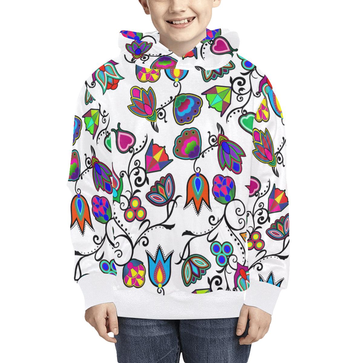 Indigenous Paisley White Kids' All Over Print Hoodie (Model H38) Kids' AOP Hoodie (H38) e-joyer