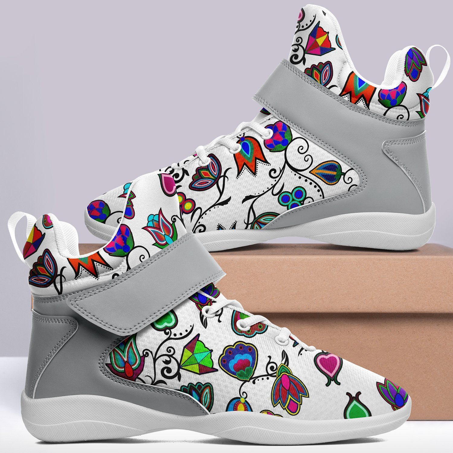 Indigenous Paisley White Kid's Ipottaa Basketball / Sport High Top Shoes 49 Dzine