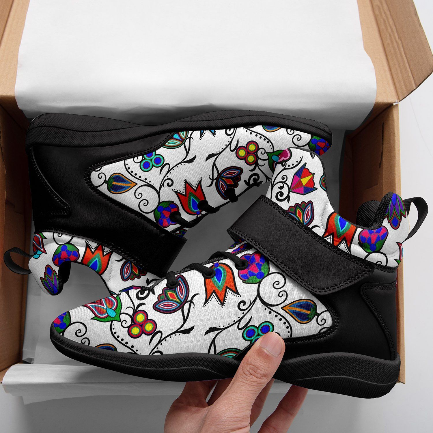 Indigenous Paisley White Kid's Ipottaa Basketball / Sport High Top Shoes 49 Dzine