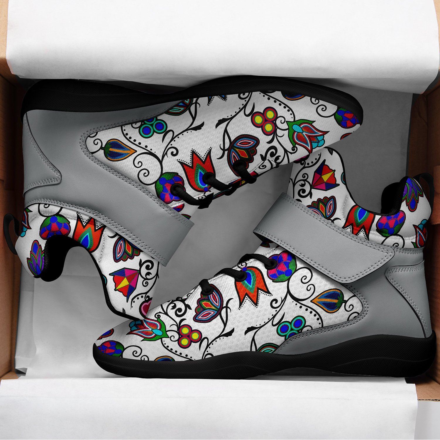 Indigenous Paisley White Kid's Ipottaa Basketball / Sport High Top Shoes 49 Dzine