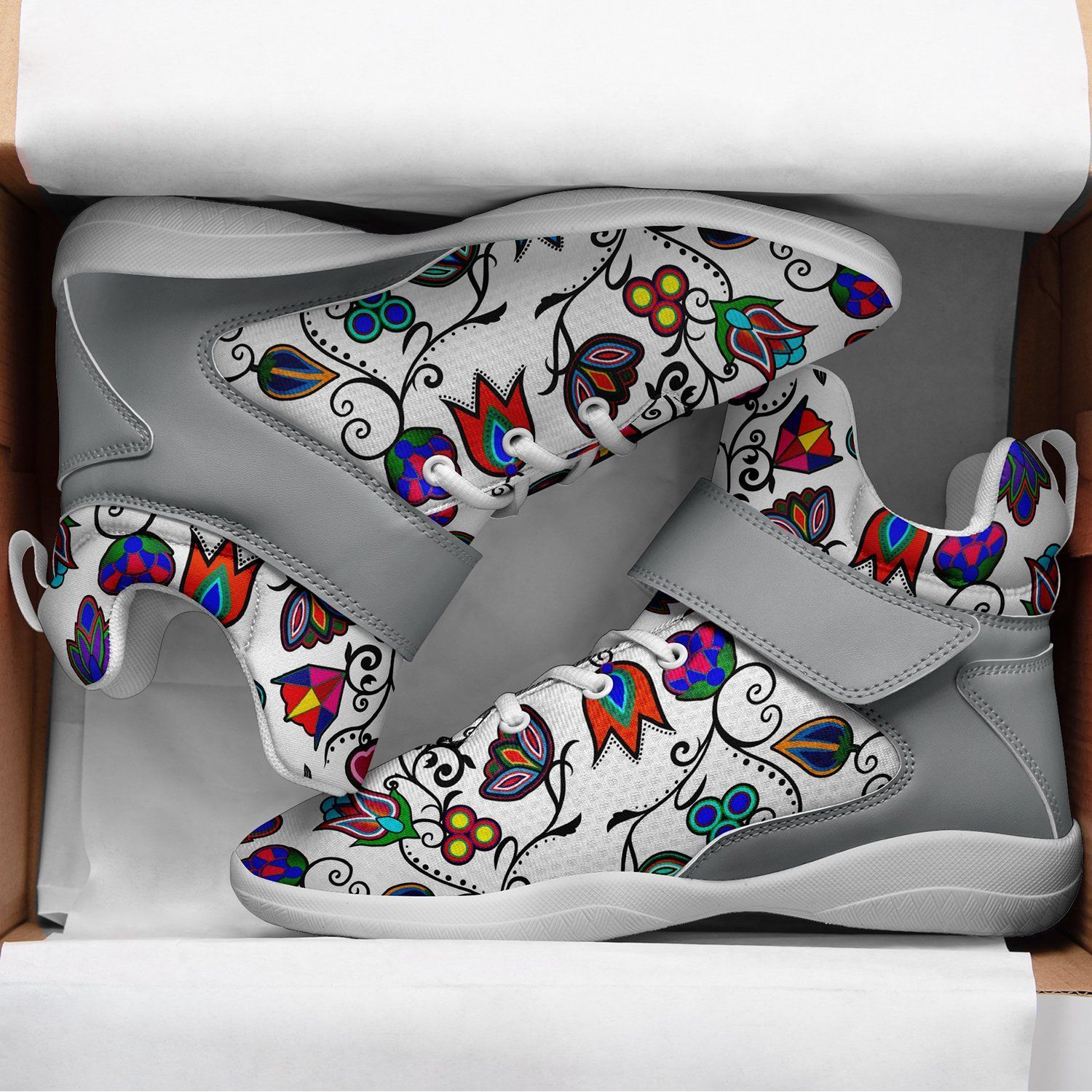 Indigenous Paisley White Kid's Ipottaa Basketball / Sport High Top Shoes 49 Dzine