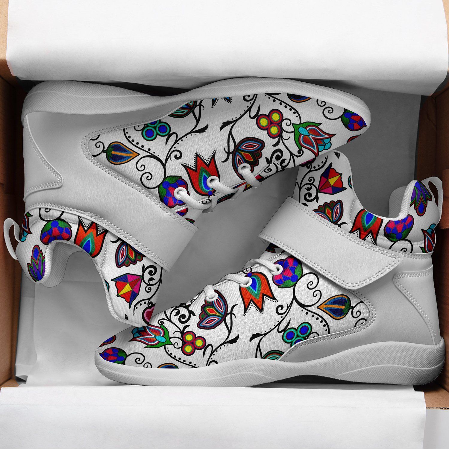 Indigenous Paisley White Kid's Ipottaa Basketball / Sport High Top Shoes 49 Dzine