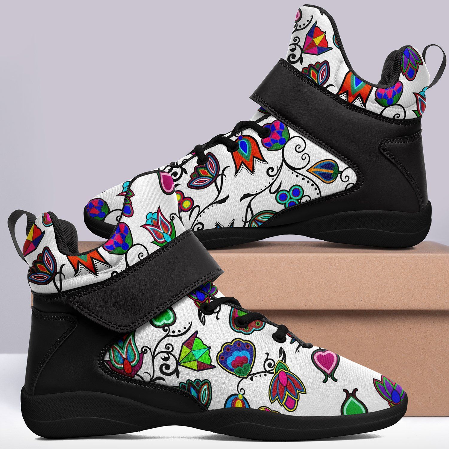 Indigenous Paisley White Kid's Ipottaa Basketball / Sport High Top Shoes 49 Dzine