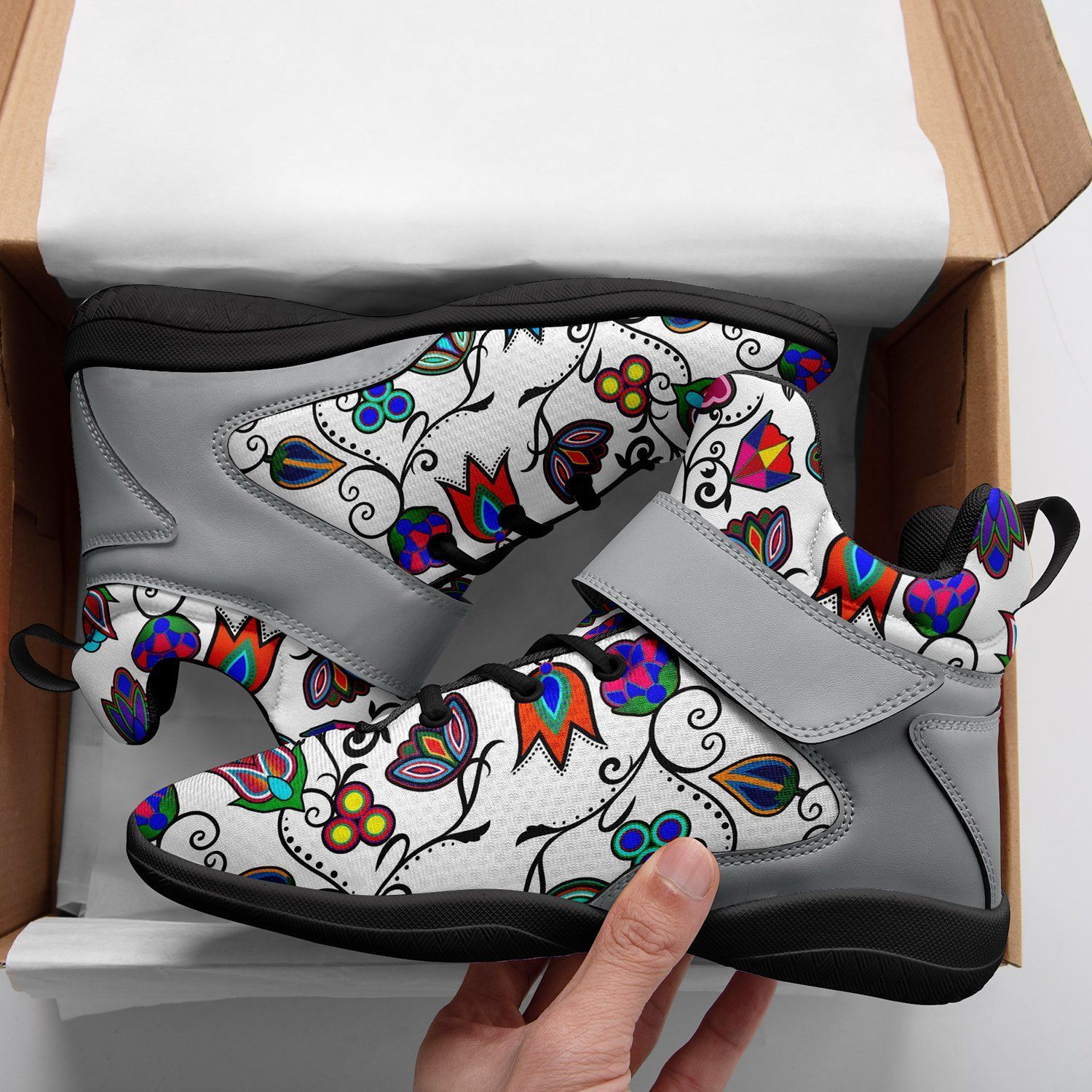 Indigenous Paisley White Kid's Ipottaa Basketball / Sport High Top Shoes 49 Dzine