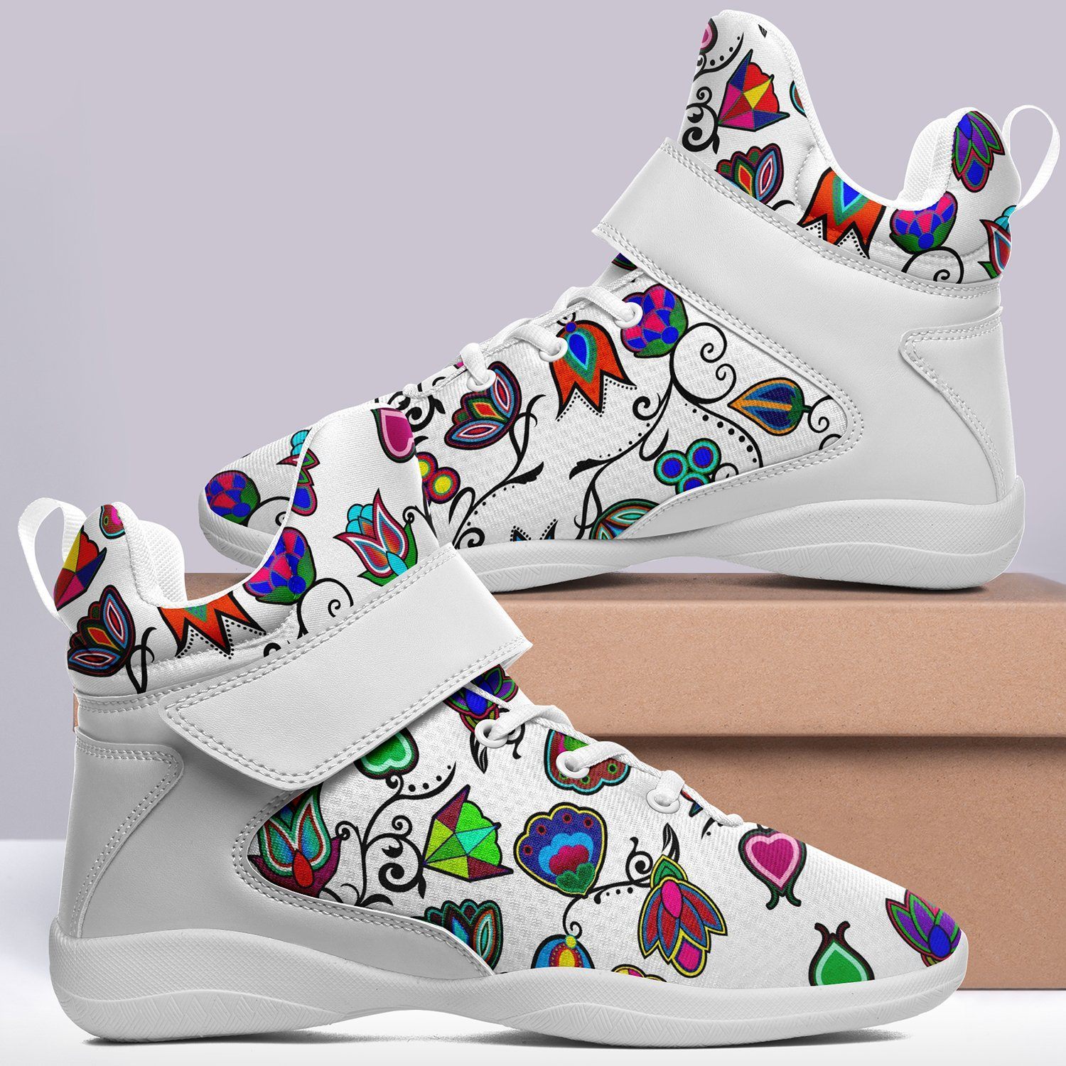 Indigenous Paisley White Kid's Ipottaa Basketball / Sport High Top Shoes 49 Dzine